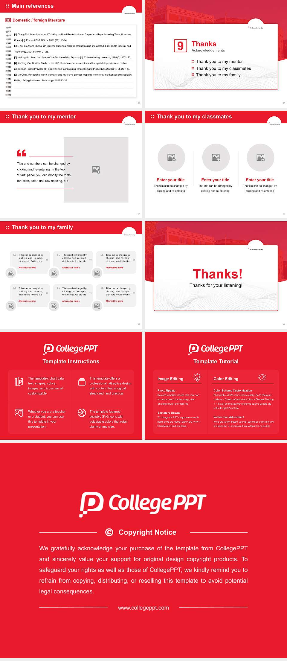 Wesleyan University Graduation Thesis Defense PPT Template4:3 ratio PPT effect preview image7