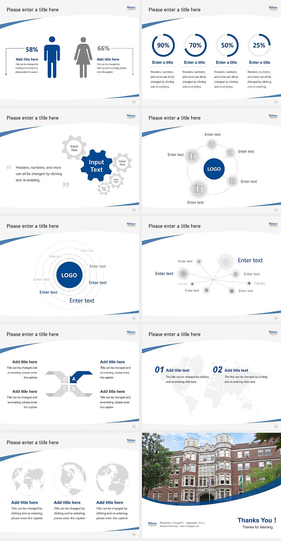 Webster University Course/Courseware Creation PPT Template4:3 ratio PPT effect preview image4