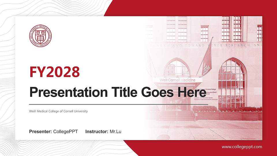Weill Medical College of Cornell University Academic Presentation/Research Findings Report PPT Template16:9 ratio PPT effect preview image
