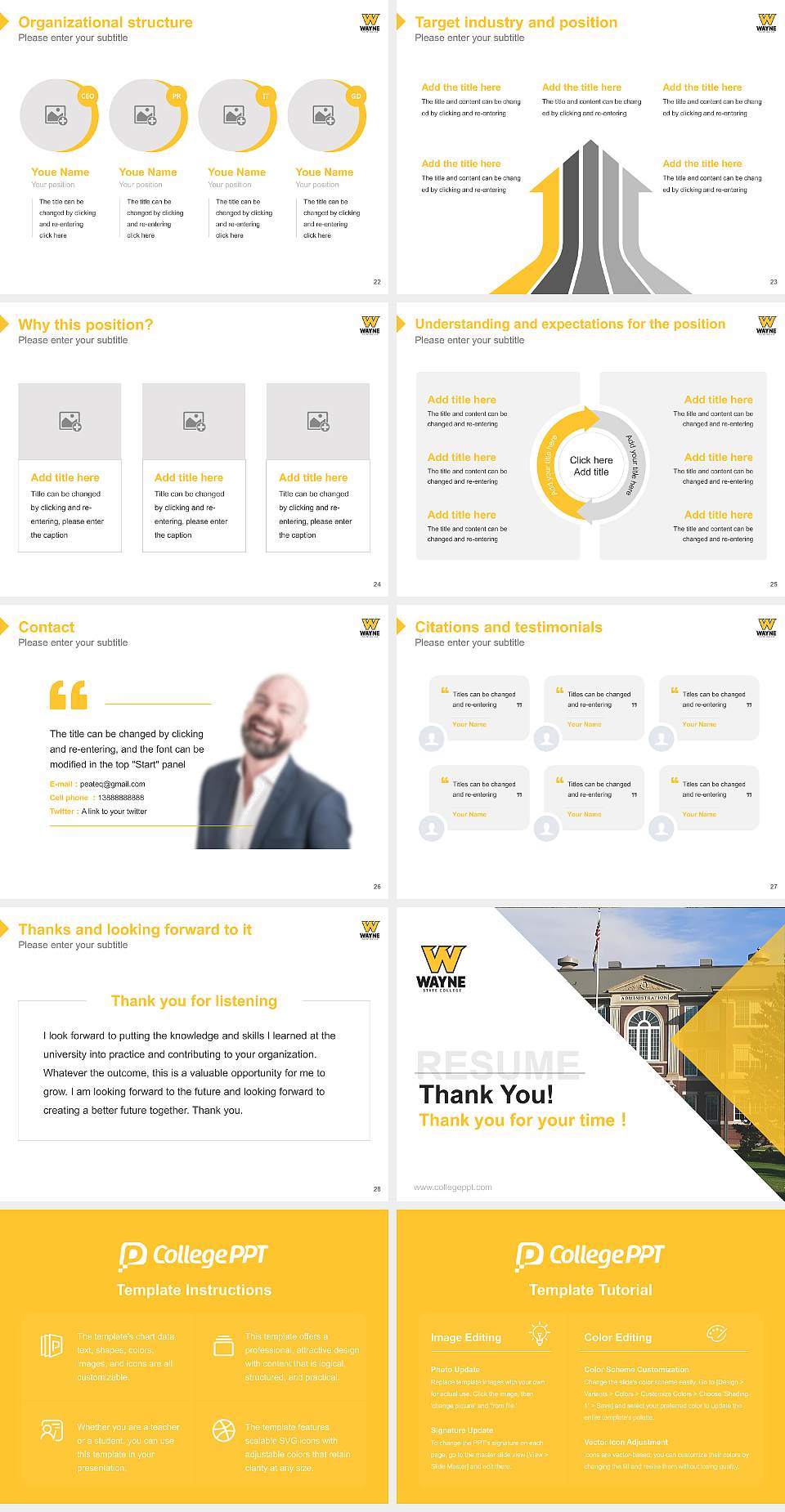Wayne State College Resume PPT Template4:3 ratio PPT effect preview image4
