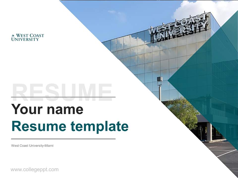 West Coast University-Miami Resume PPT Template4:3 ratio PPT effect preview image5