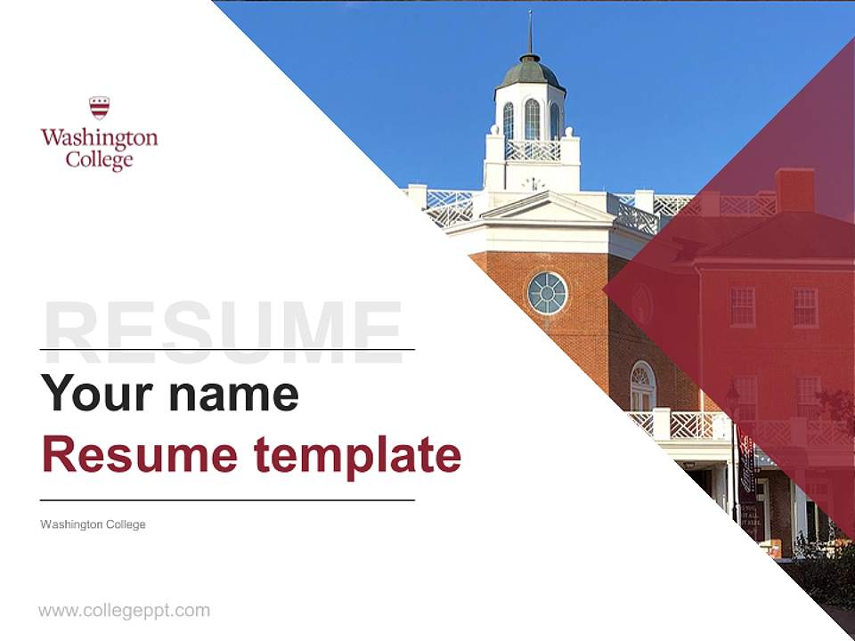 Washington College Resume PPT Template4:3 ratio PPT effect preview image5