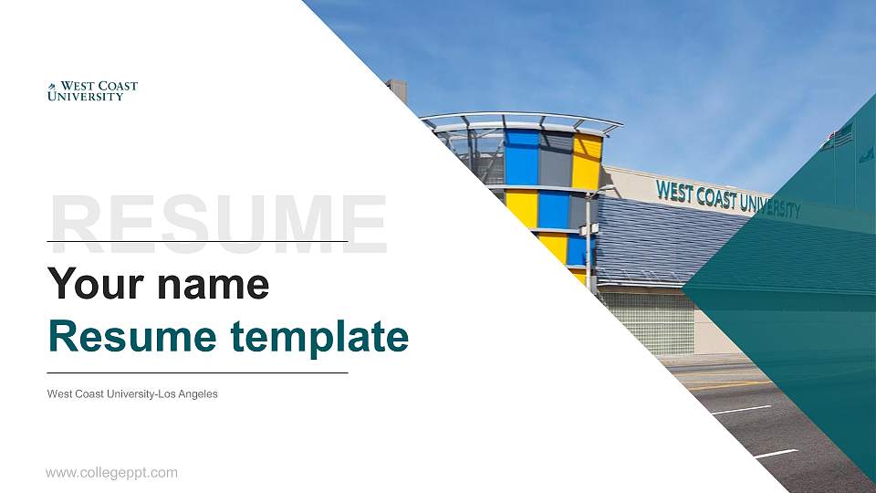 West Coast University-Los Angeles Resume PPT Template16:9 ratio PPT effect preview image