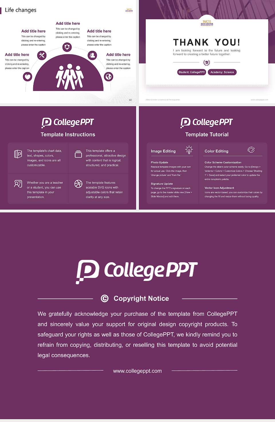 West Chester University of Pennsylvania National Scholarship Defense PPT Template4:3 ratio PPT effect preview image4