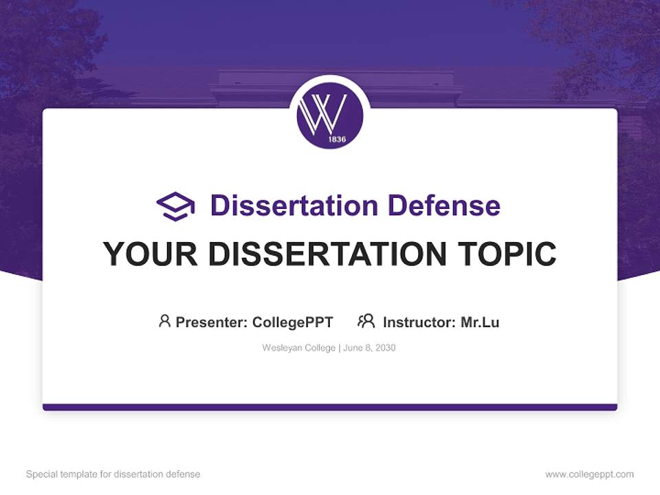 Wesleyan College Graduation Thesis Defense PPT Template4:3 ratio PPT effect preview image7