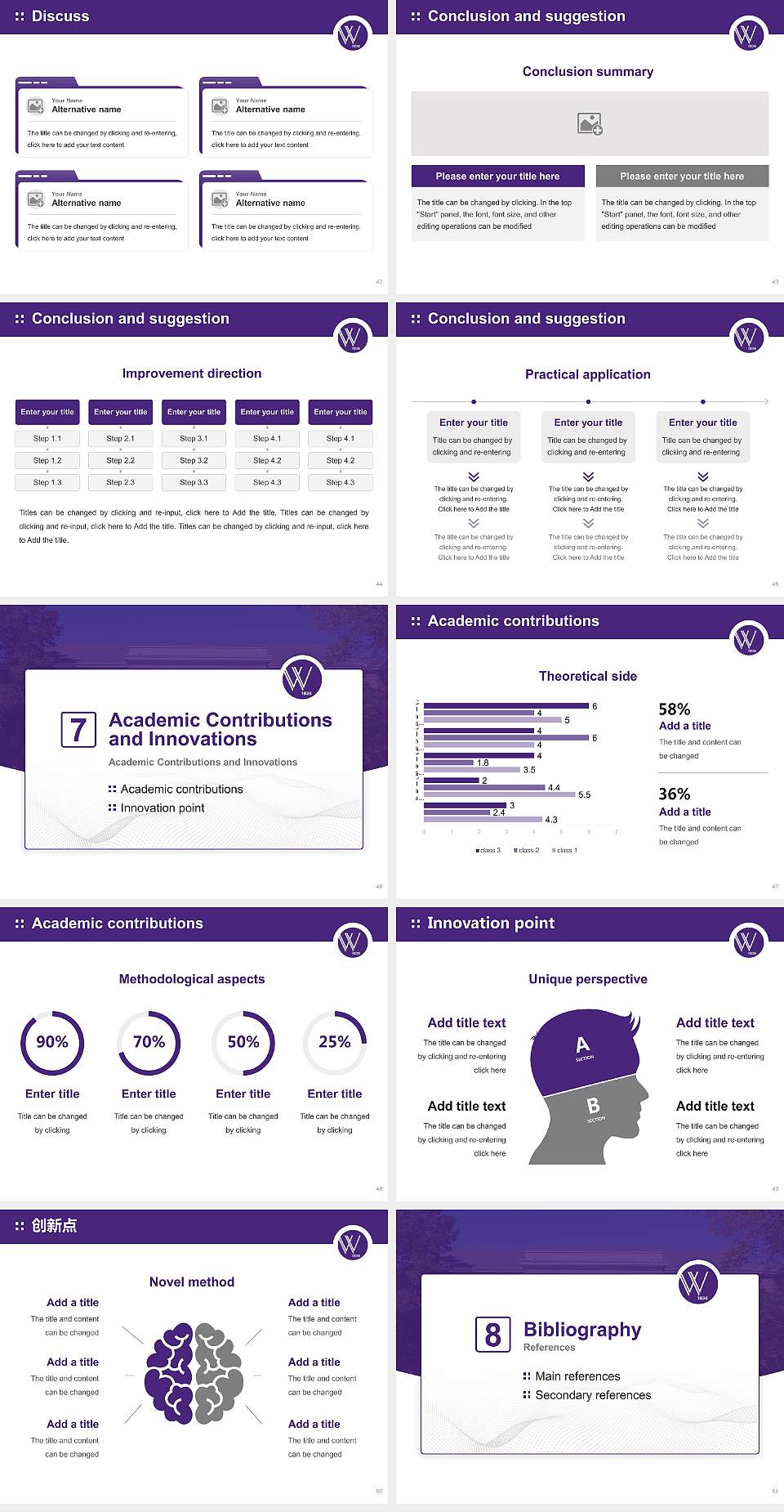 Wesleyan College Graduation Thesis Defense PPT Template4:3 ratio PPT effect preview image6