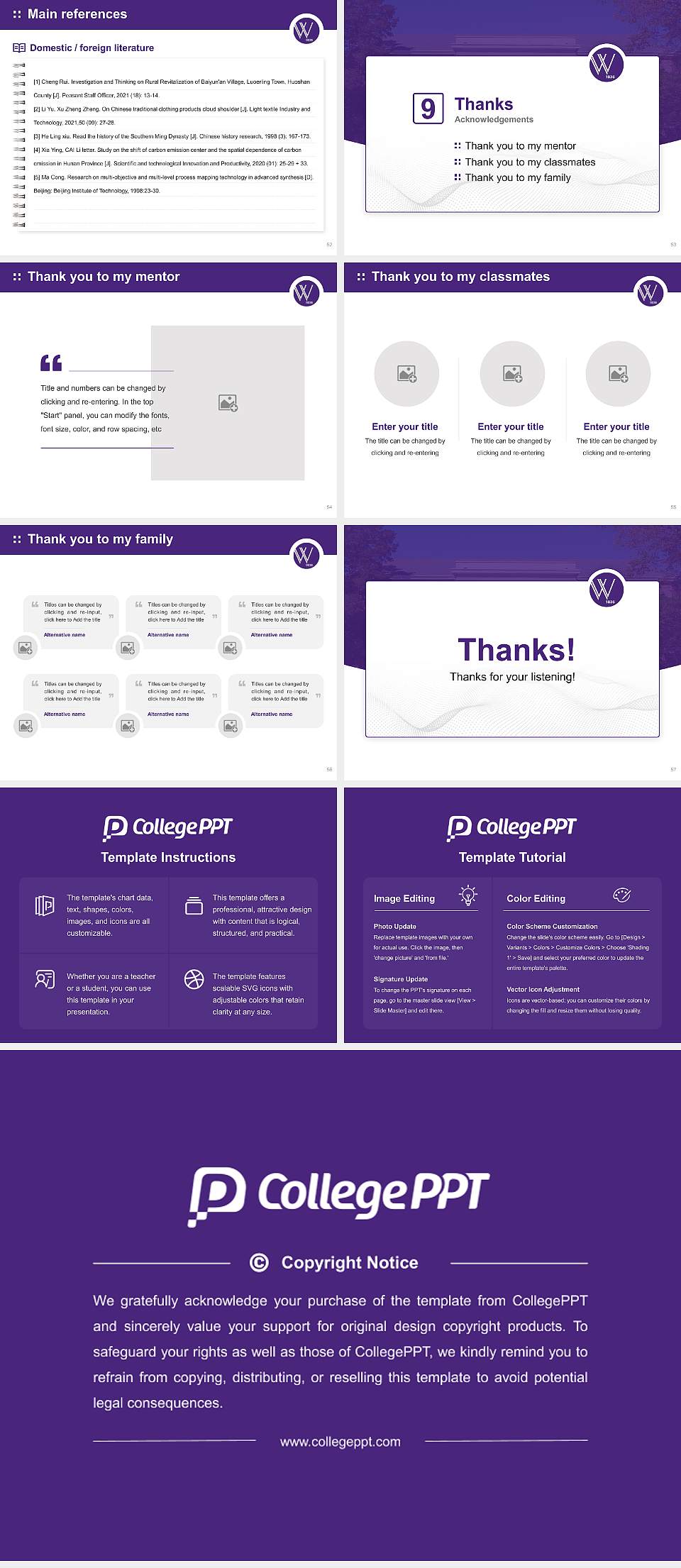 Wesleyan College Graduation Thesis Defense PPT Template4:3 ratio PPT effect preview image7