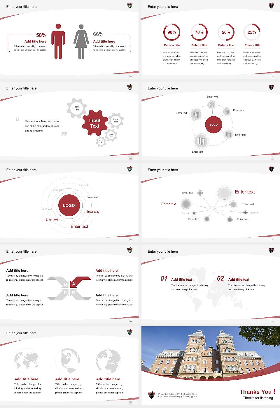 Washington & Jefferson College Course/Courseware Creation PPT Template16:9 ratio PPT effect preview image4