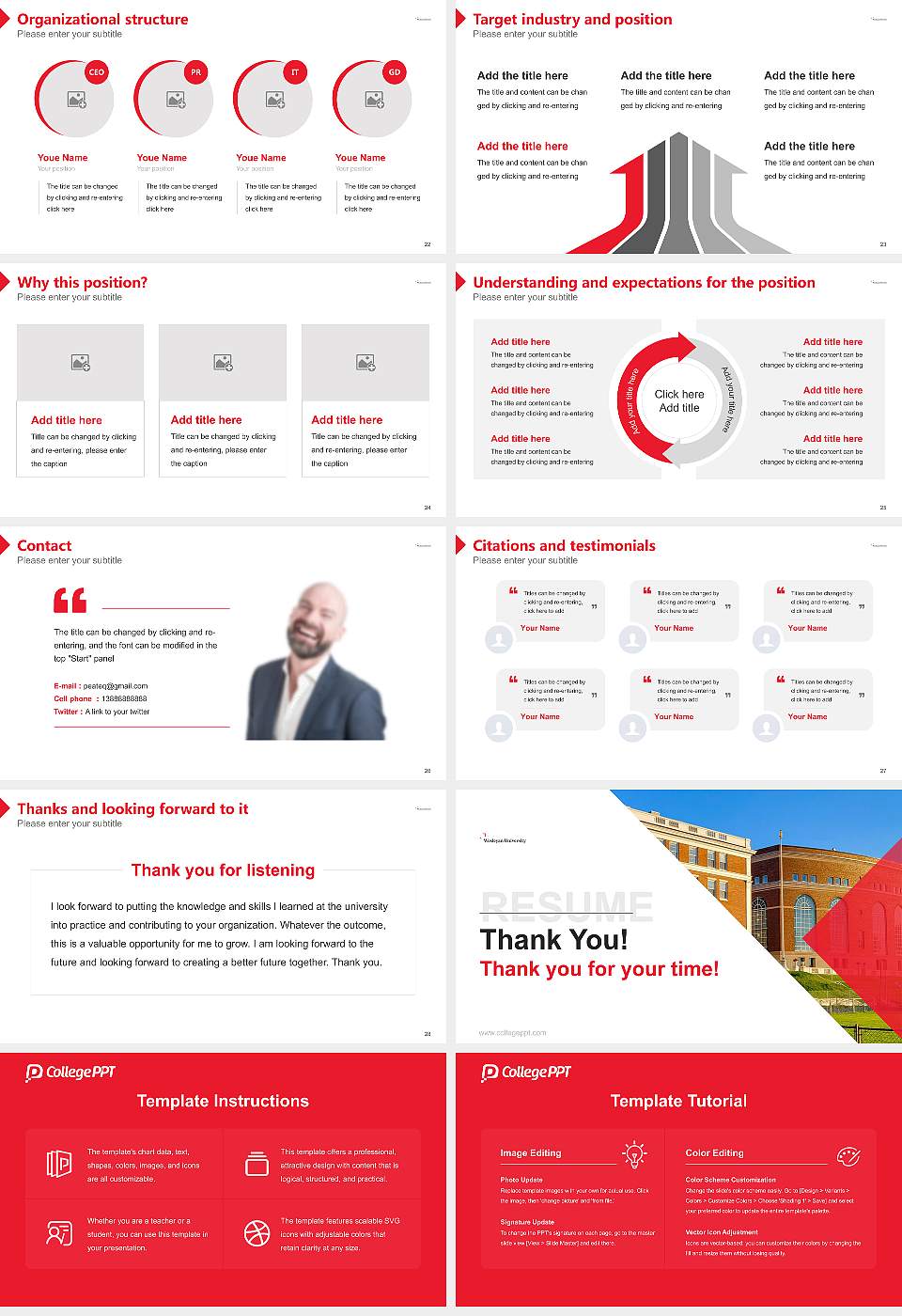 Wesleyan University Resume PPT Template16:9 ratio PPT effect preview image4