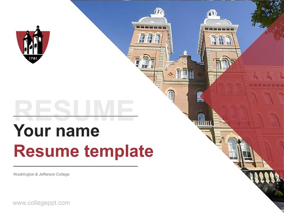 Washington & Jefferson College Resume PPT Template4:3 ratio PPT effect preview image5