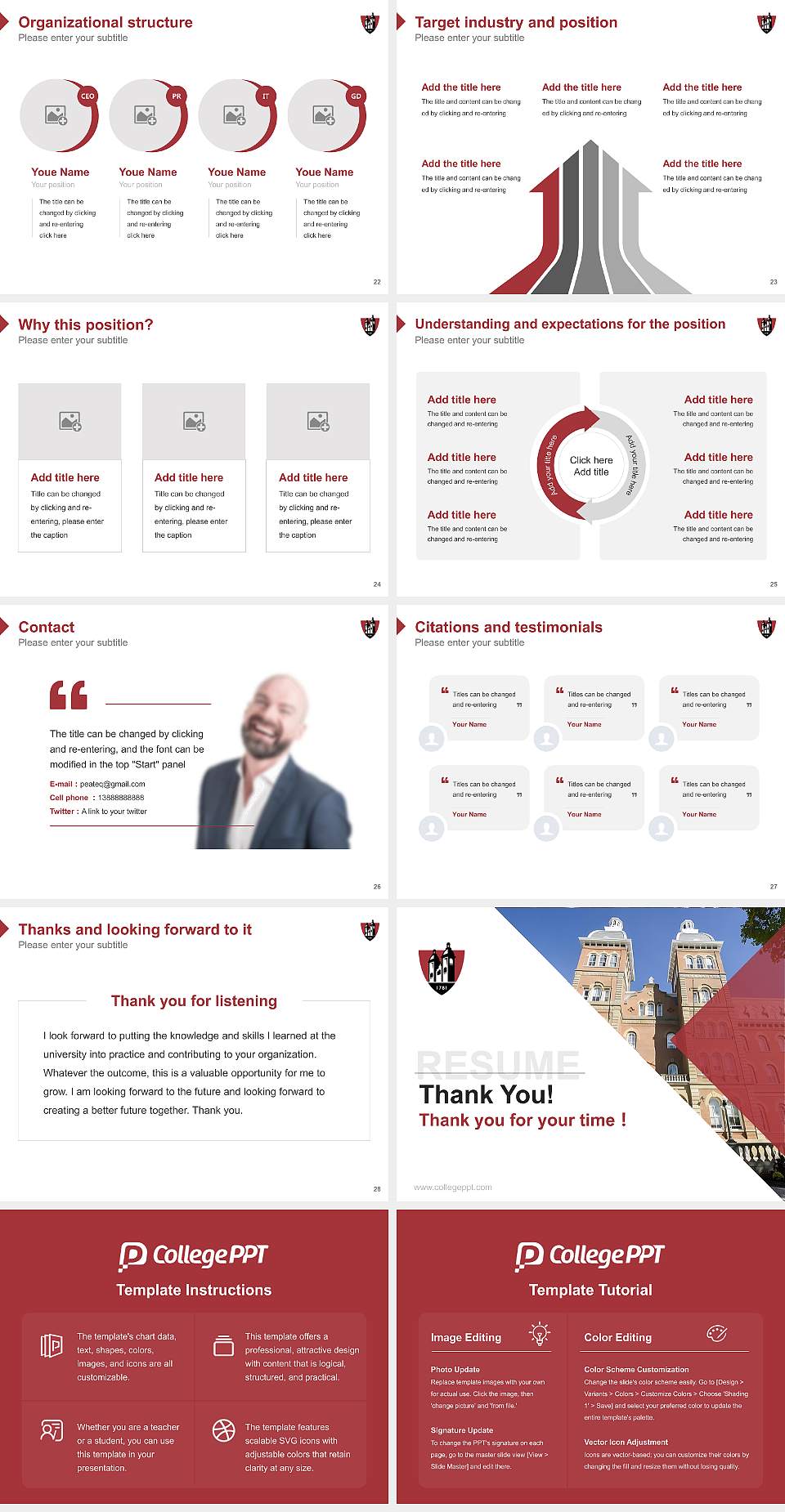 Washington & Jefferson College Resume PPT Template4:3 ratio PPT effect preview image4