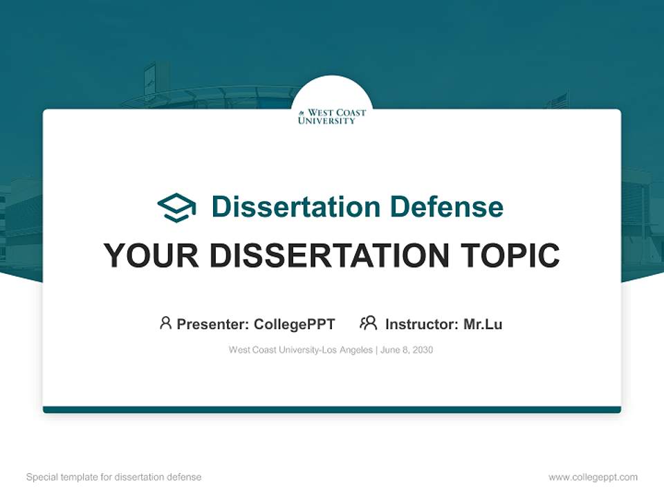 West Coast University-Los Angeles Graduation Thesis Defense PPT Template4:3 ratio PPT effect preview image7