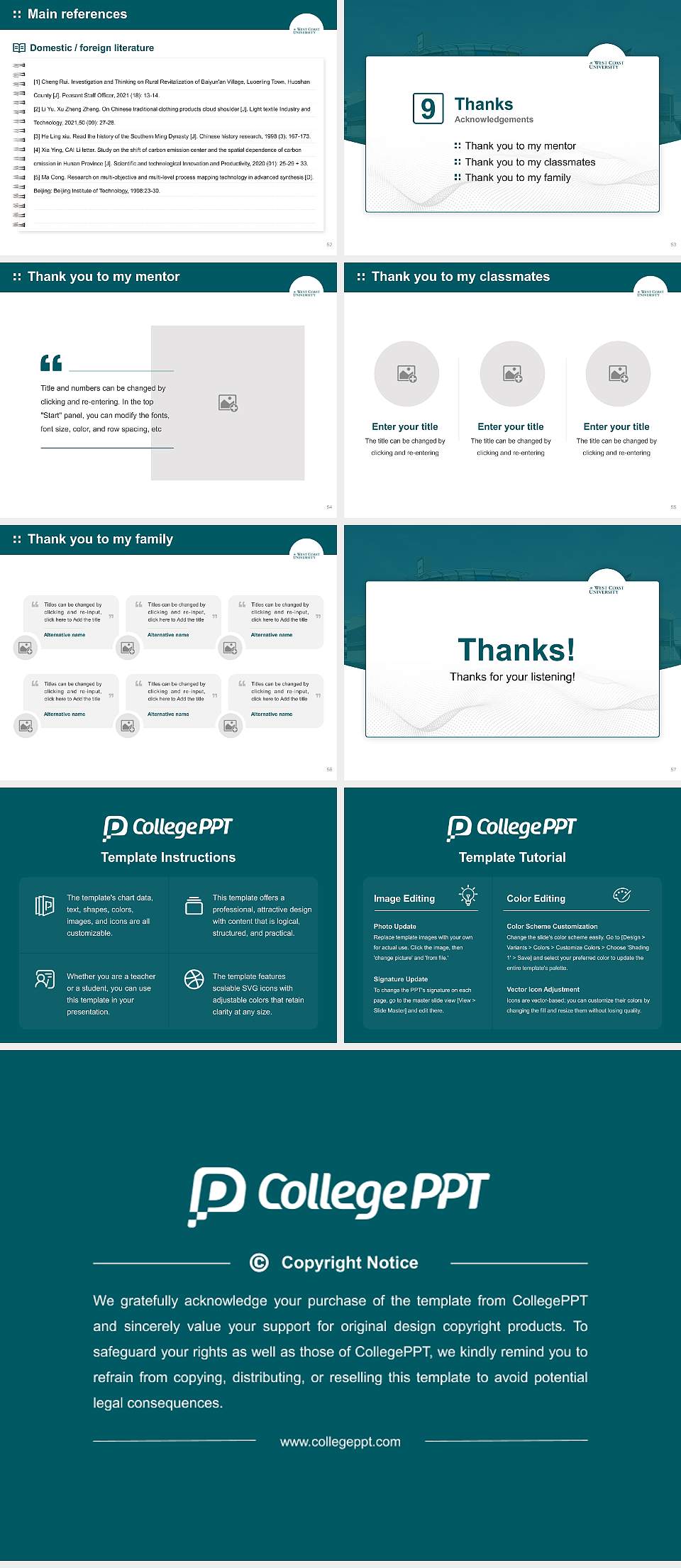 West Coast University-Los Angeles Graduation Thesis Defense PPT Template4:3 ratio PPT effect preview image7