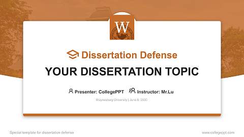 Waynesburg University Graduation Thesis Defense PPT Template