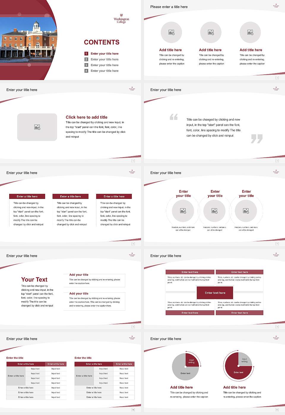 Washington College Course/Courseware Creation PPT Template16:9 ratio PPT effect preview image2