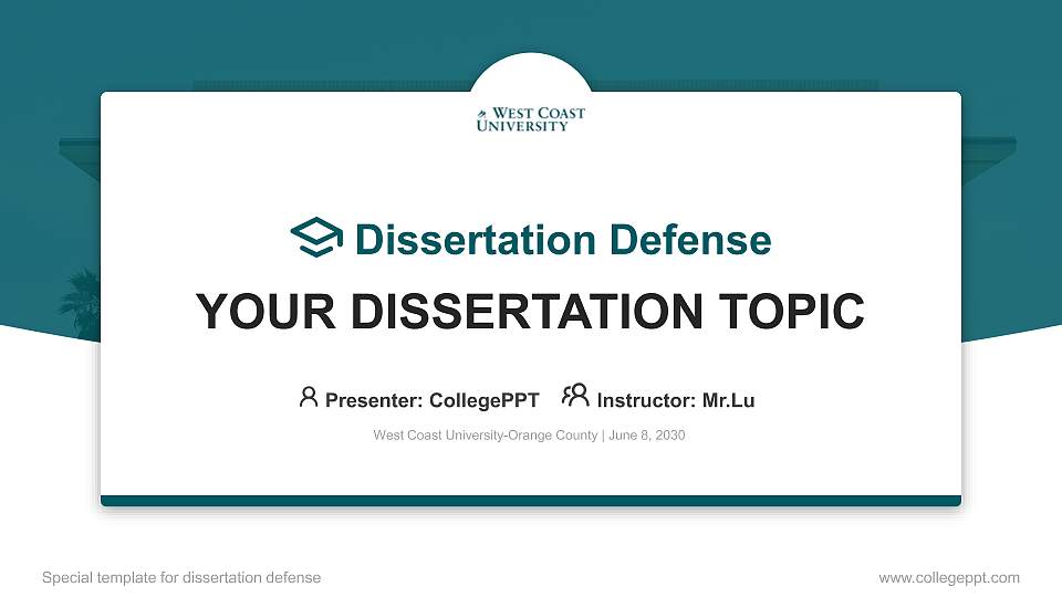 West Coast University-Orange County Graduation Thesis Defense PPT Template16:9 ratio PPT effect preview image