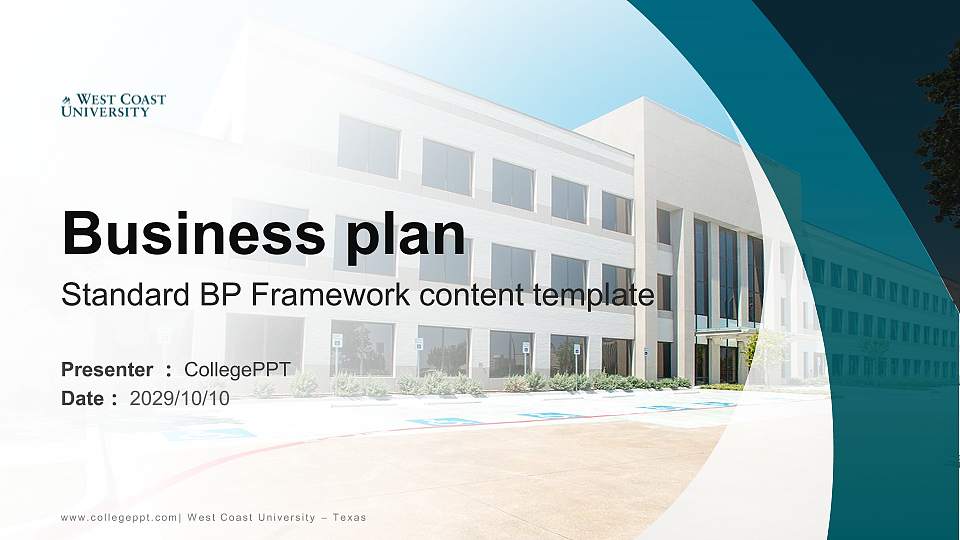 West Coast University – Texas Competition/Entrepreneurship Contest PPT Template16:9 ratio PPT effect preview image