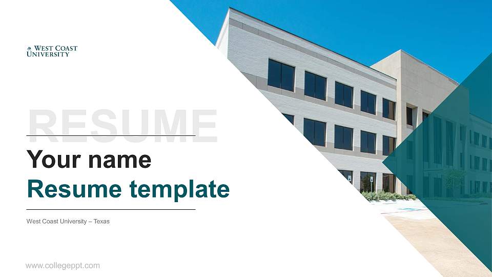 West Coast University – Texas Resume PPT Template16:9 ratio PPT effect preview image