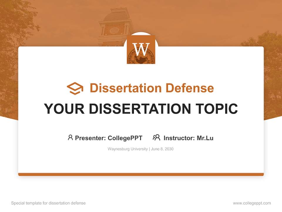 Waynesburg University Graduation Thesis Defense PPT Template4:3 ratio PPT effect preview image7