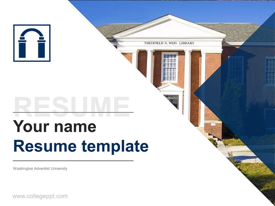 Washington Adventist University Resume PPT Template4:3 ratio PPT effect preview image5