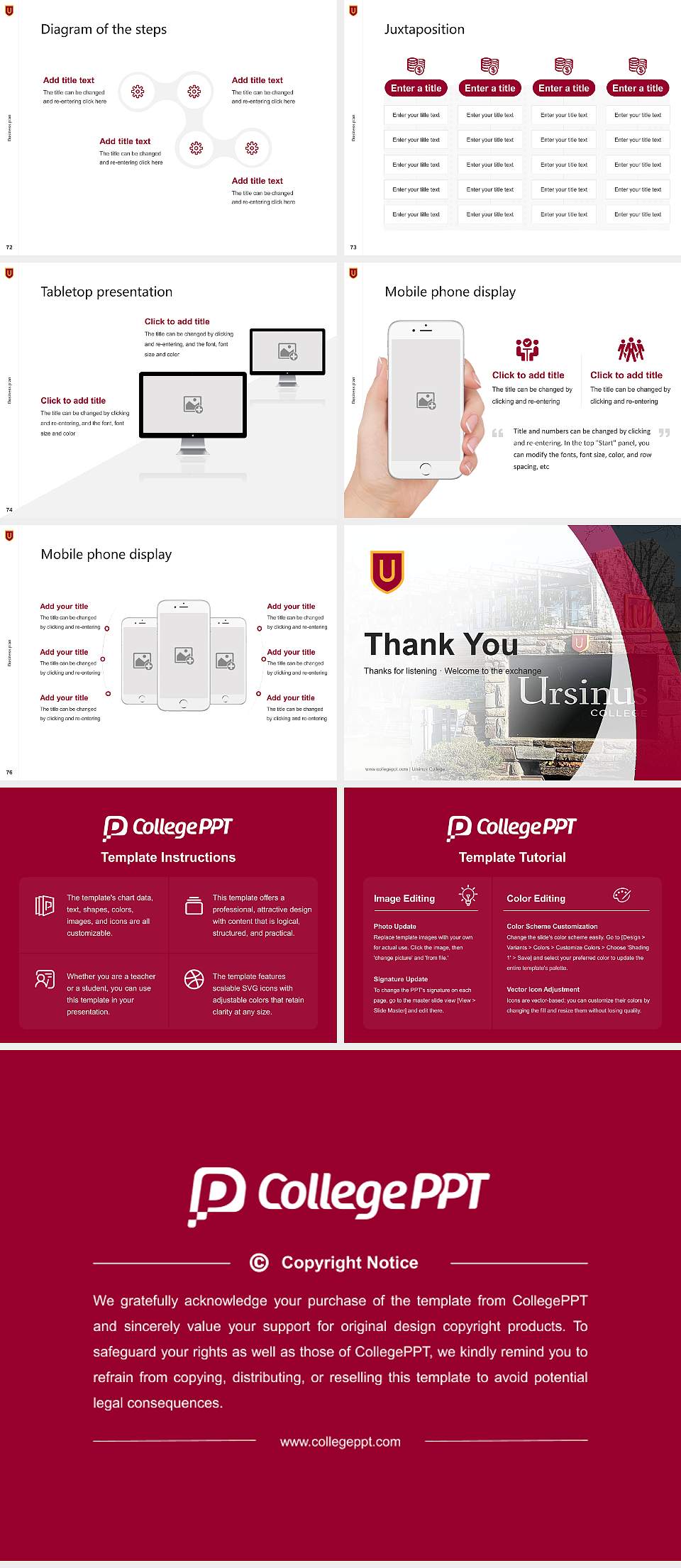 Ursinus College Competition/Entrepreneurship Contest PPT Template4:3 ratio PPT effect preview image9