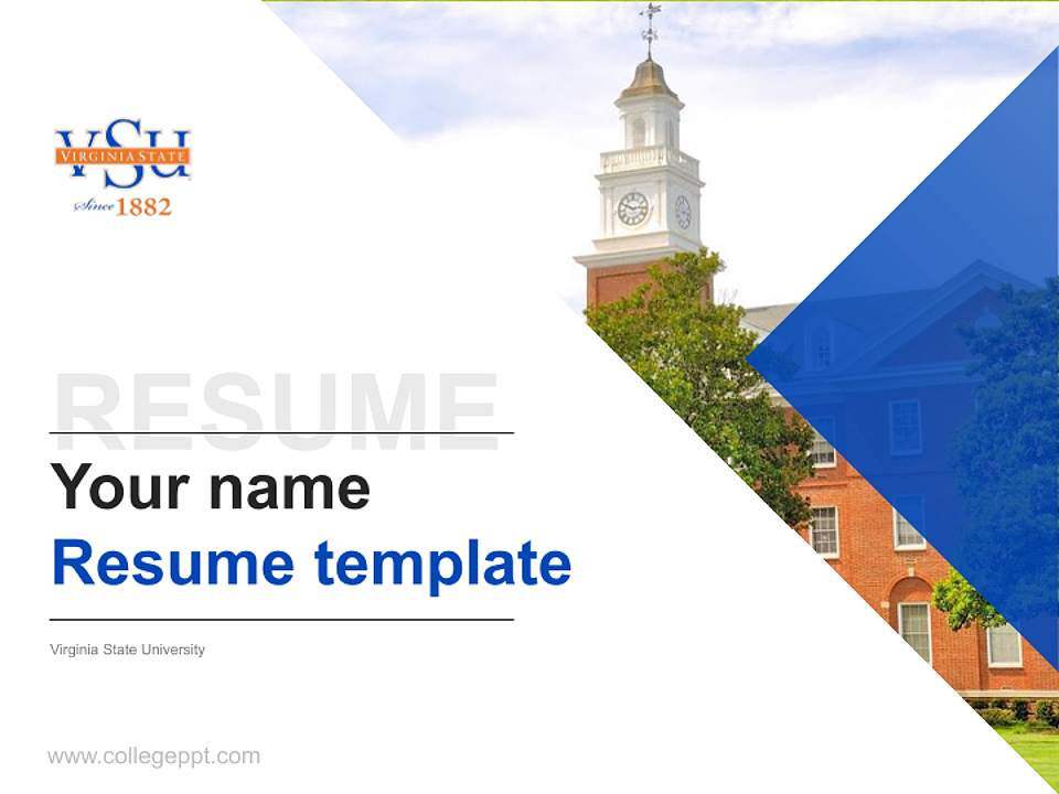 Virginia State University Resume PPT Template4:3 ratio PPT effect preview image5