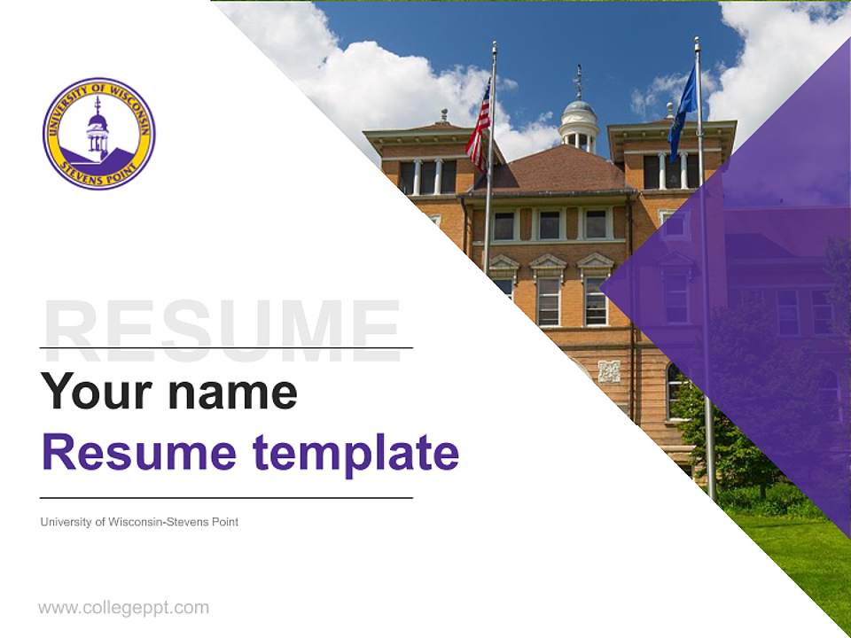 University of Wisconsin-Stevens Point Resume PPT Template4:3 ratio PPT effect preview image5