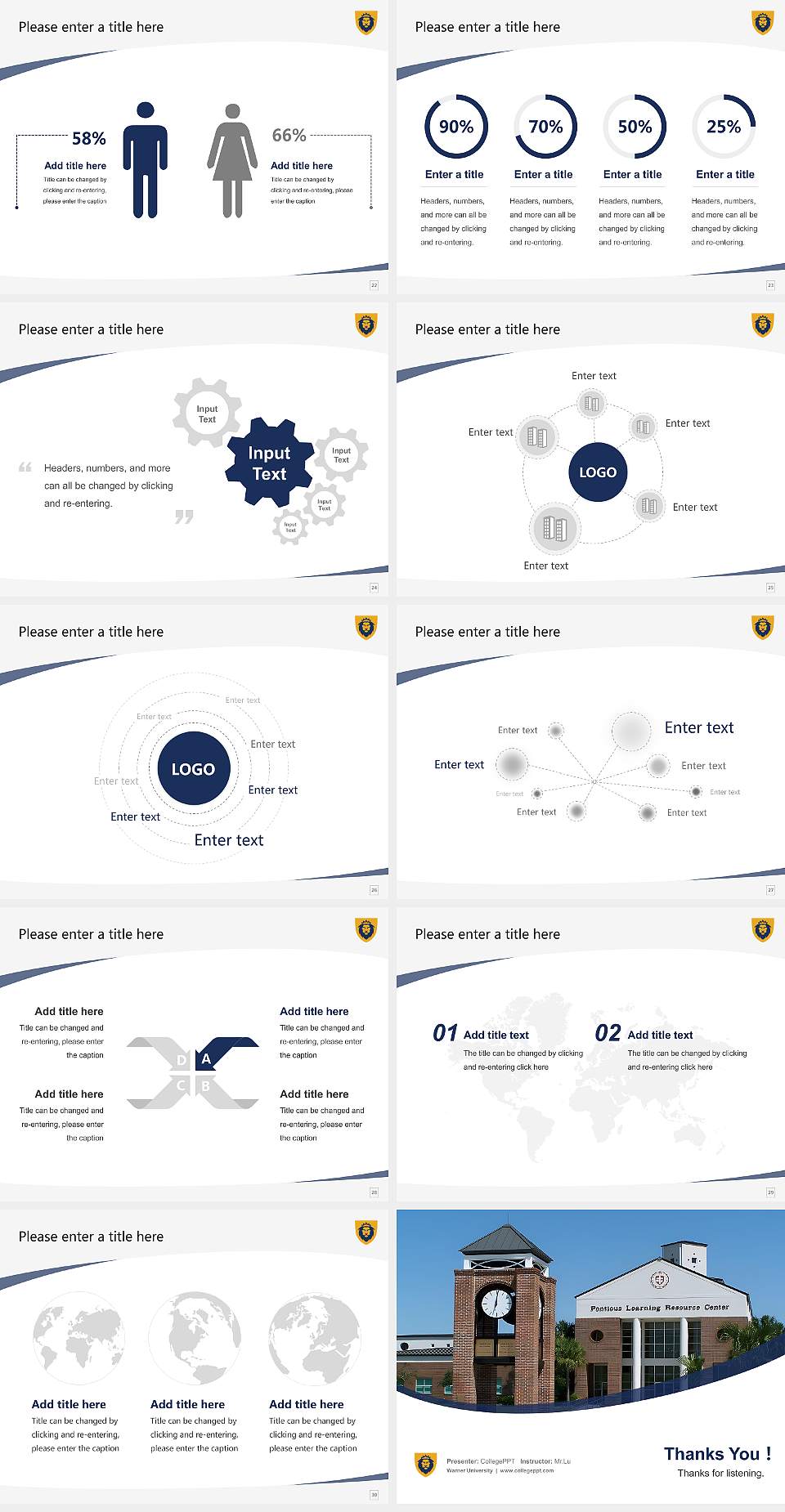 Warner University Course/Courseware Creation PPT Template4:3 ratio PPT effect preview image4