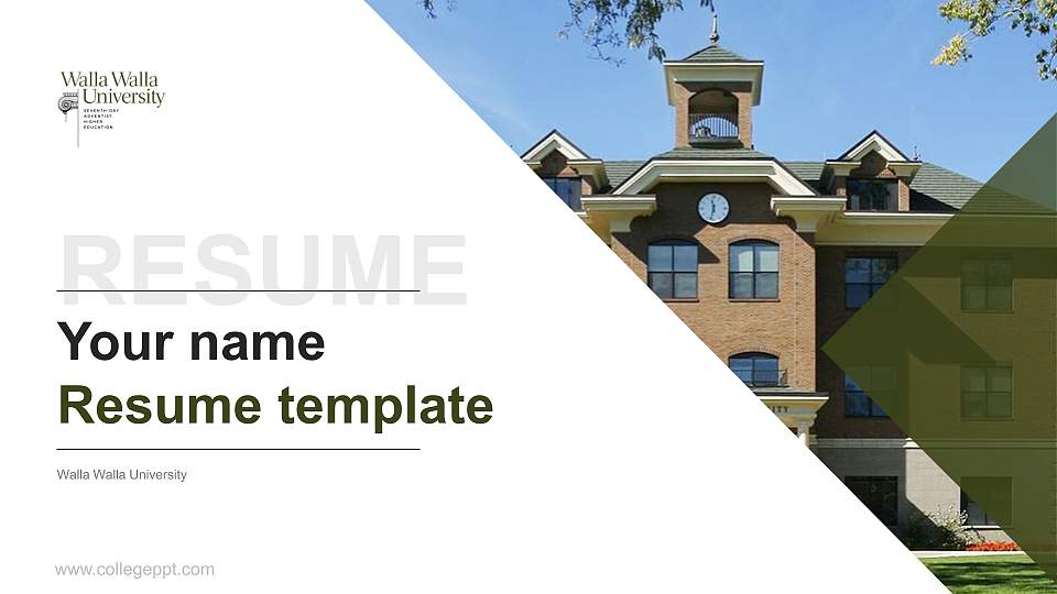 Walla Walla University Resume PPT Template16:9 ratio PPT effect preview image
