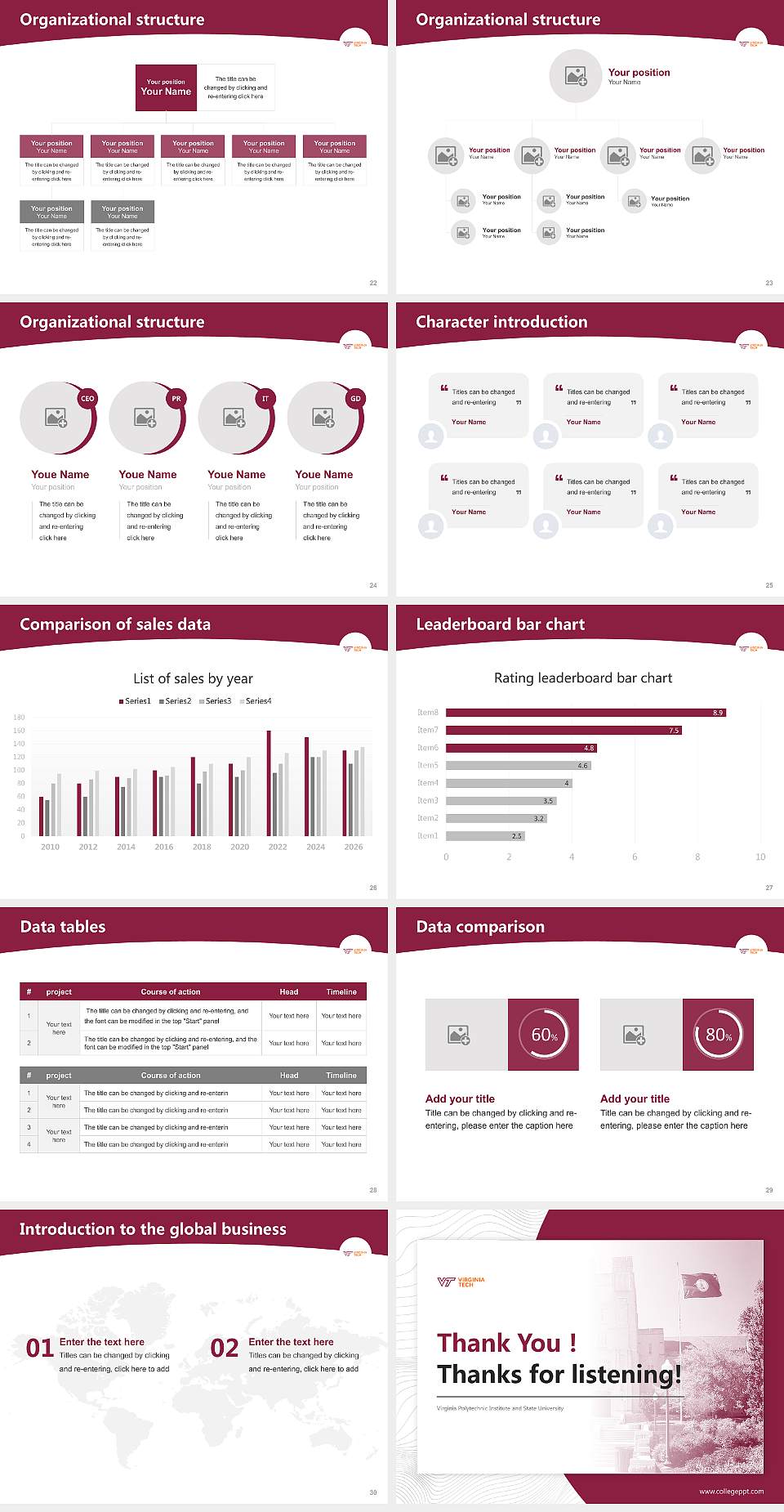 Virginia Polytechnic Institute and State University Academic Presentation/Research Findings Report PPT Template4:3 ratio PPT effect preview image4