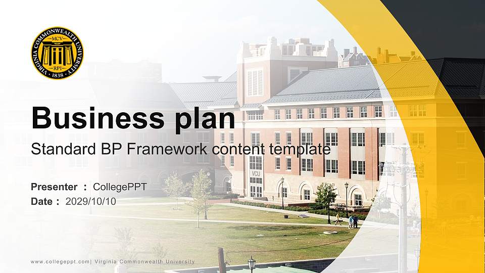Virginia Commonwealth University Competition/Entrepreneurship Contest PPT Template16:9 ratio PPT effect preview image