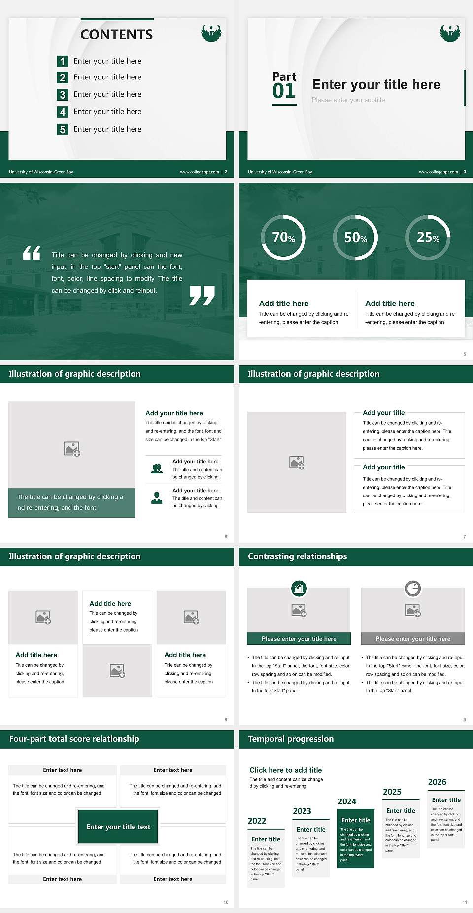 University of Wisconsin-Green Bay Thesis Proposal/Graduation Defense PPT Template4:3 ratio PPT effect preview image2