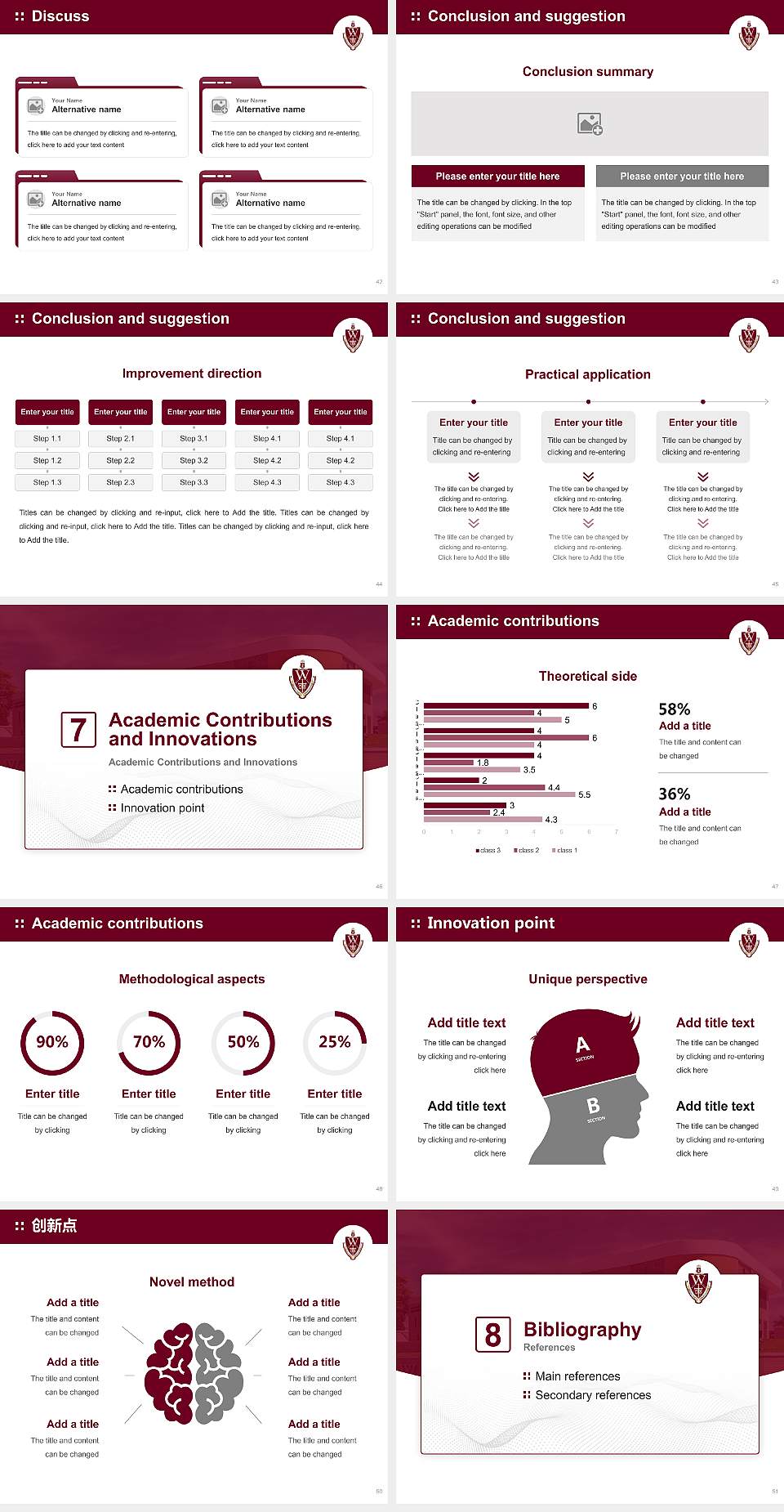 Walsh University Graduation Thesis Defense PPT Template4:3 ratio PPT effect preview image6