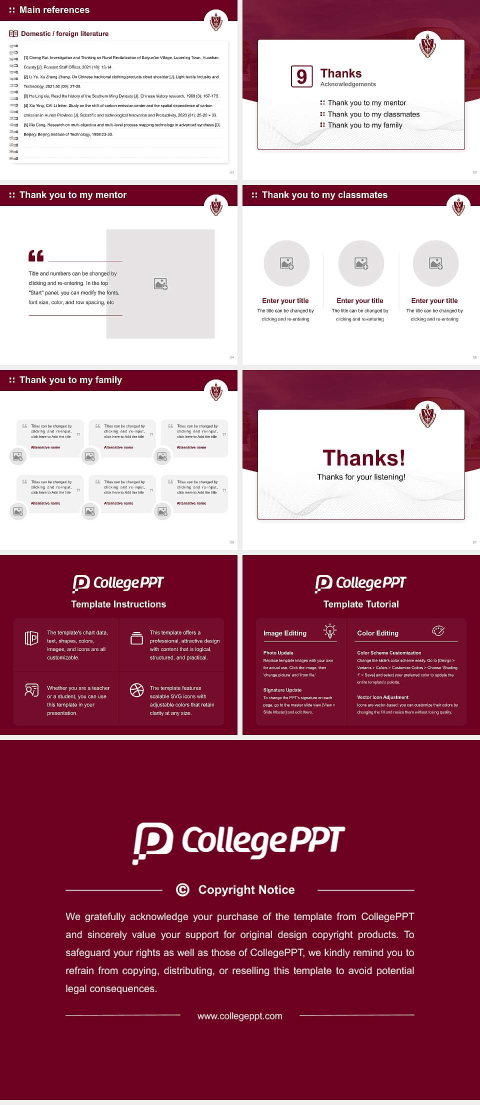 Walsh University Graduation Thesis Defense PPT Template4:3 ratio PPT effect preview image7