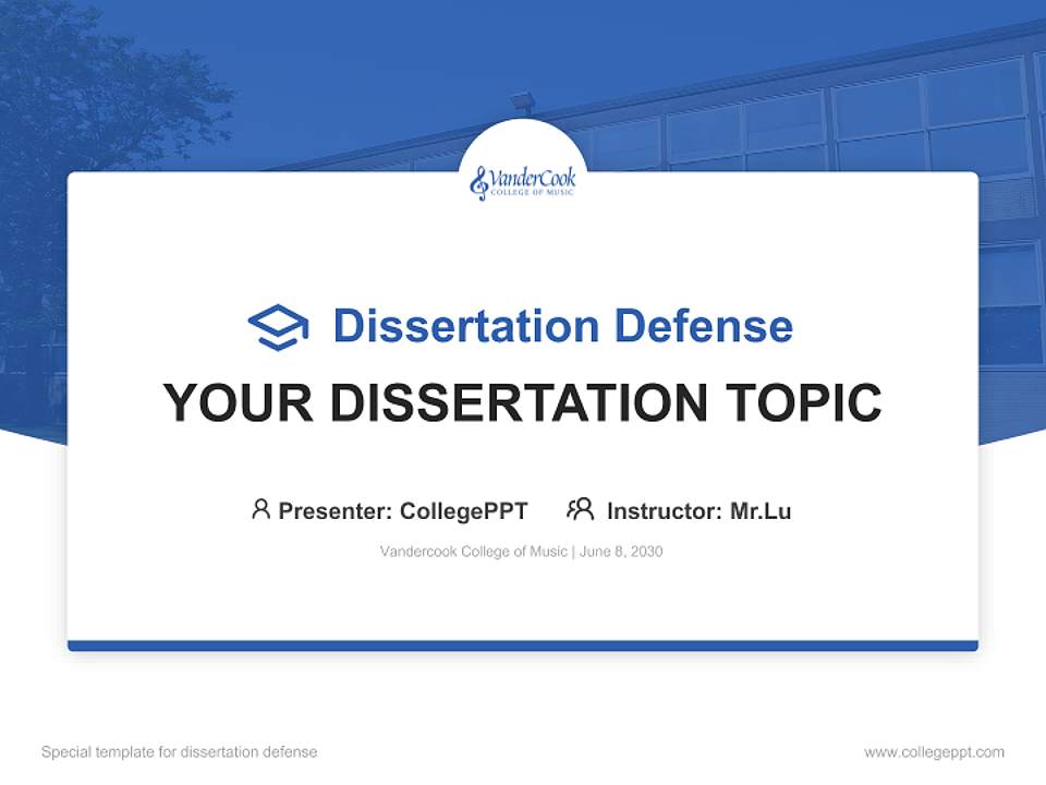 Vandercook College of Music Graduation Thesis Defense PPT Template4:3 ratio PPT effect preview image7