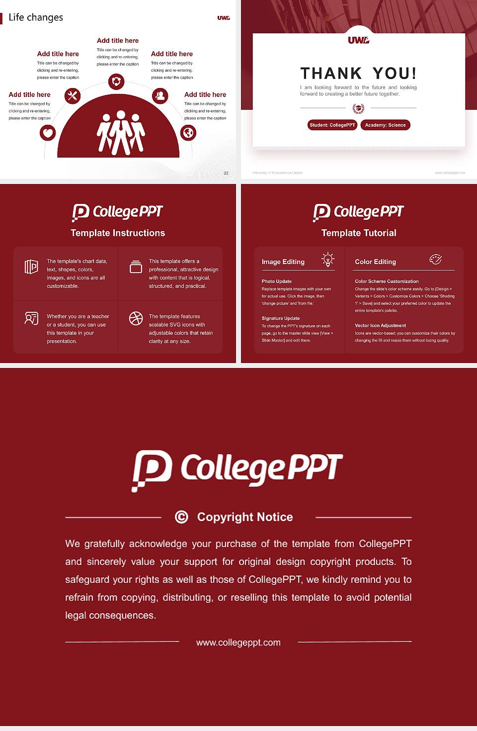 University of Wisconsin-La Crosse National Scholarship Defense PPT Template4:3 ratio PPT effect preview image4