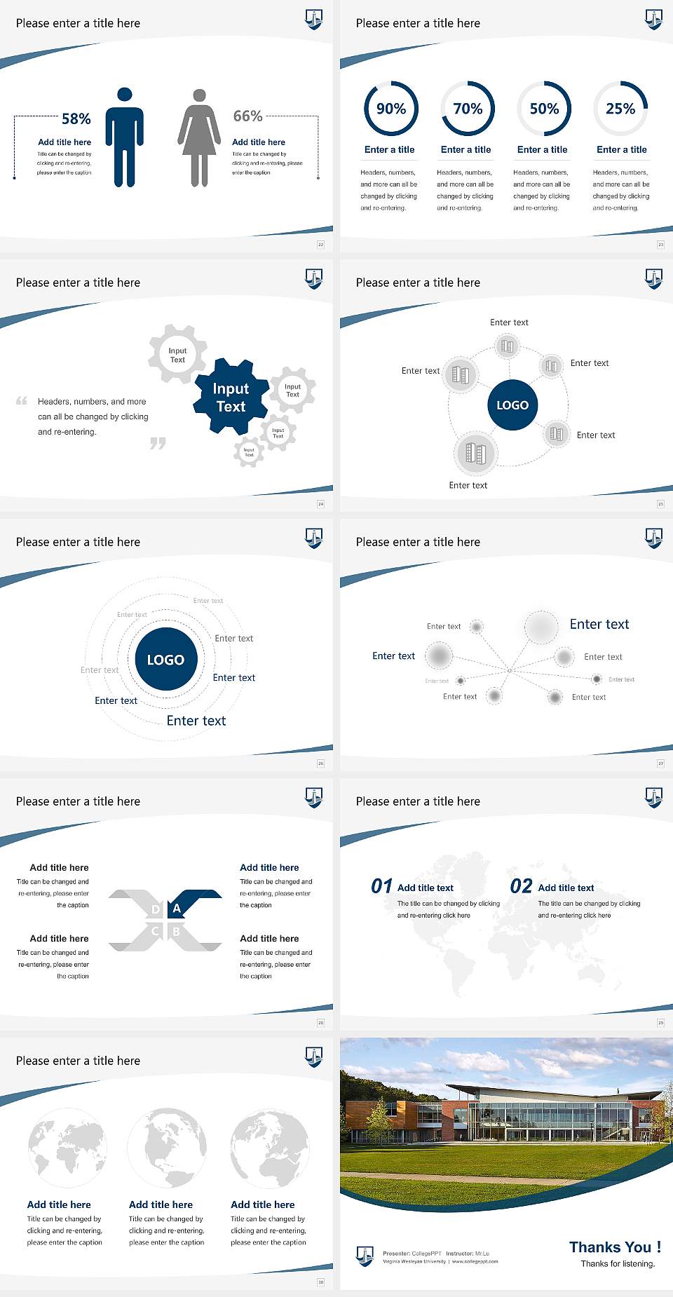 Virginia Wesleyan University Course/Courseware Creation PPT Template4:3 ratio PPT effect preview image4