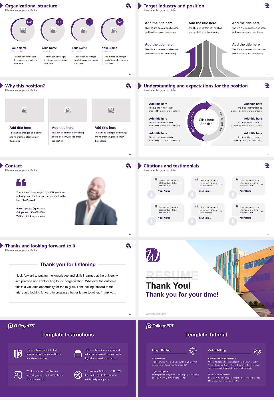 University of Wisconsin-Whitewater Resume PPT Template16:9 ratio PPT effect preview image4