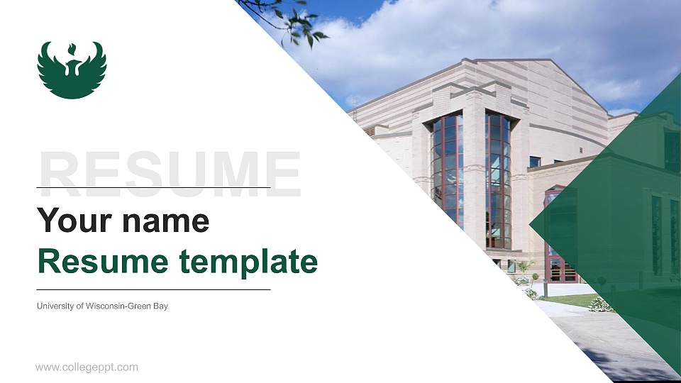 University of Wisconsin-Green Bay Resume PPT Template16:9 ratio PPT effect preview image
