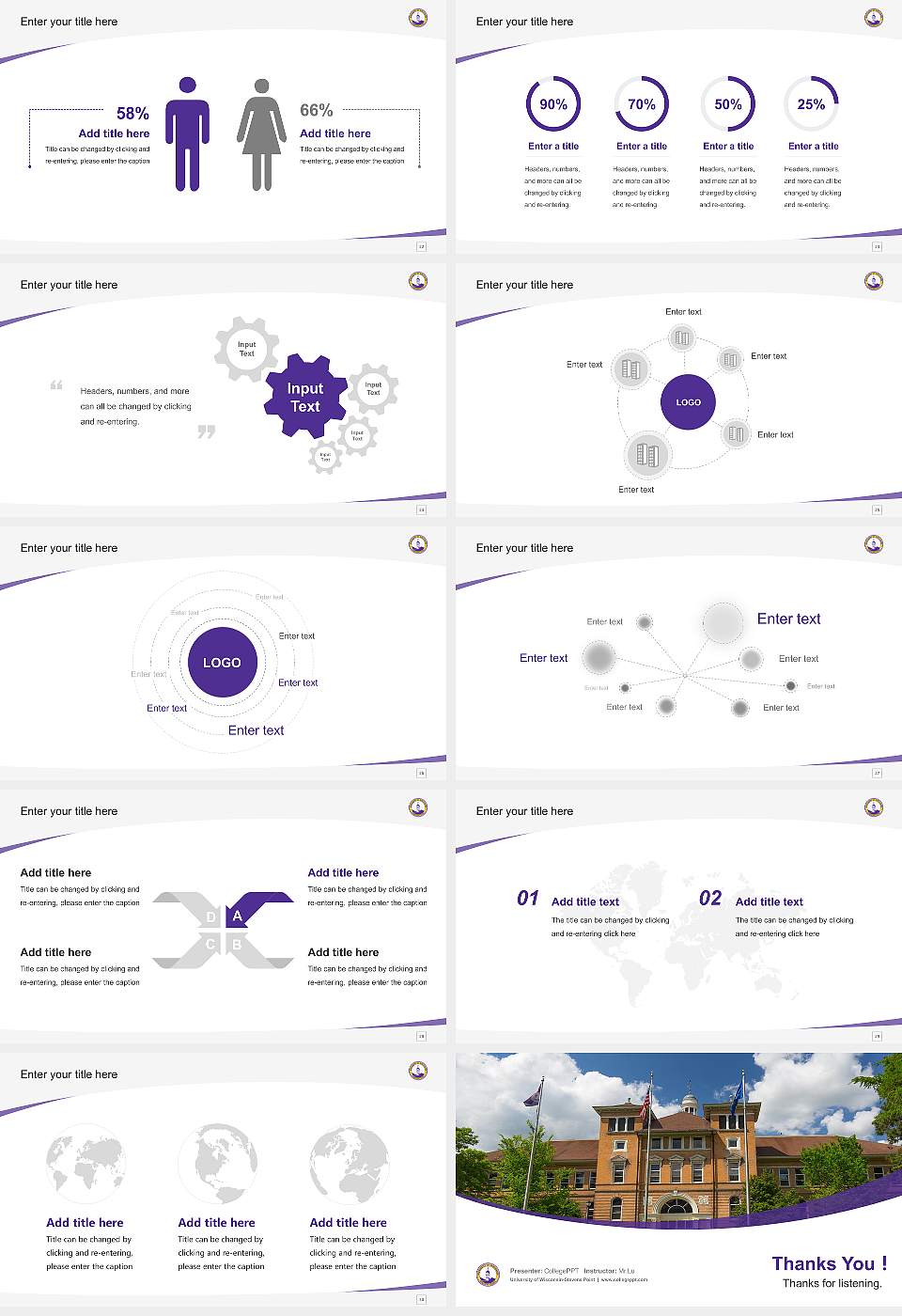 University of Wisconsin-Stevens Point Course/Courseware Creation PPT Template16:9 ratio PPT effect preview image4