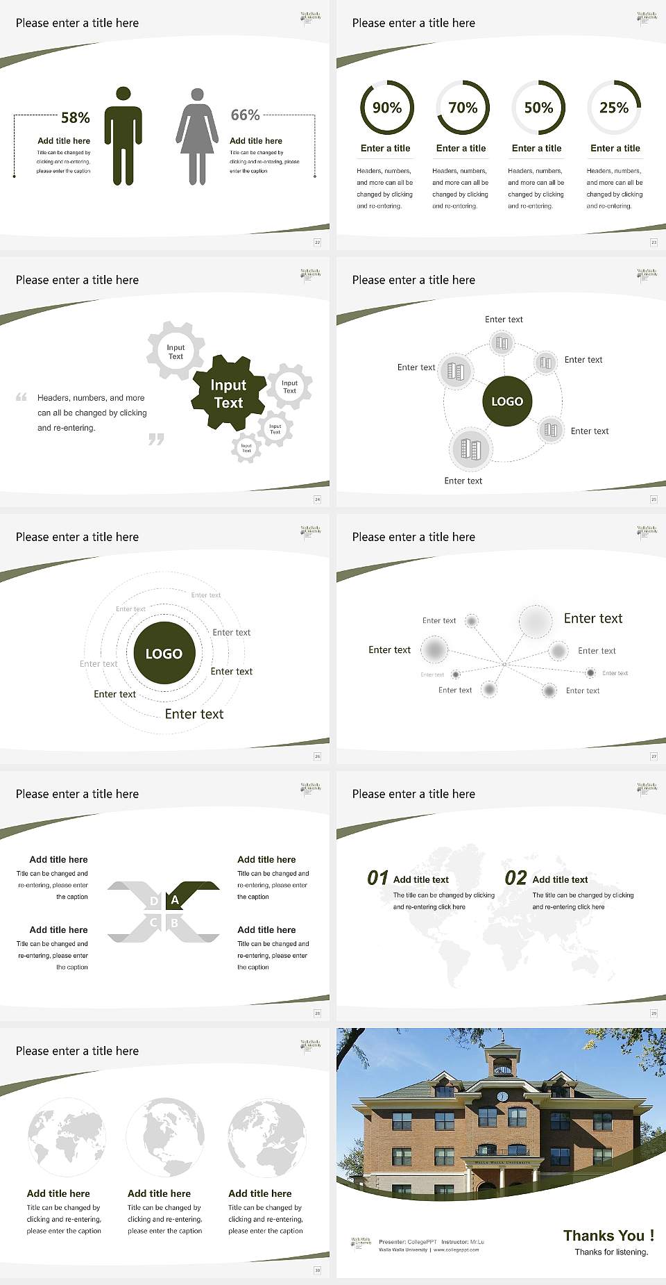 Walla Walla University Course/Courseware Creation PPT Template4:3 ratio PPT effect preview image4