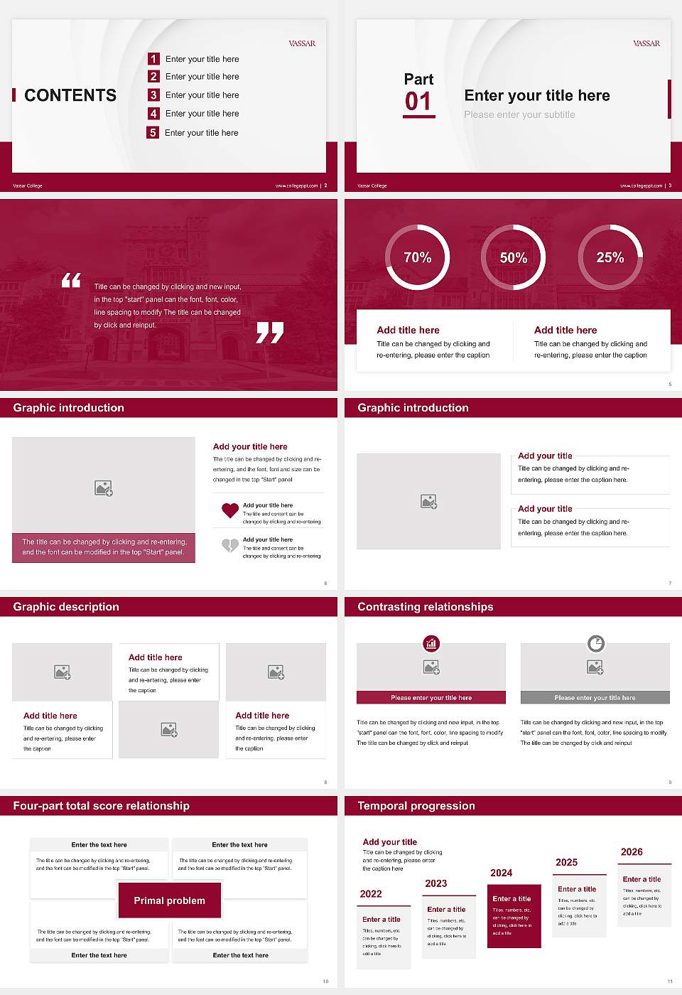 Vassar College Thesis Proposal/Graduation Defense PPT Template16:9 ratio PPT effect preview image2