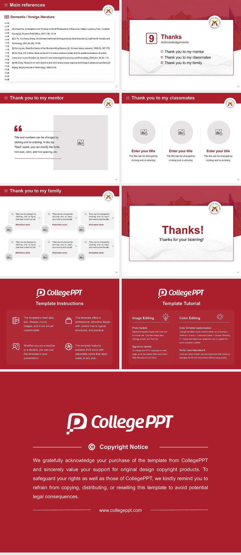 Virginia Military Institute Graduation Thesis Defense PPT Template4:3 ratio PPT effect preview image7