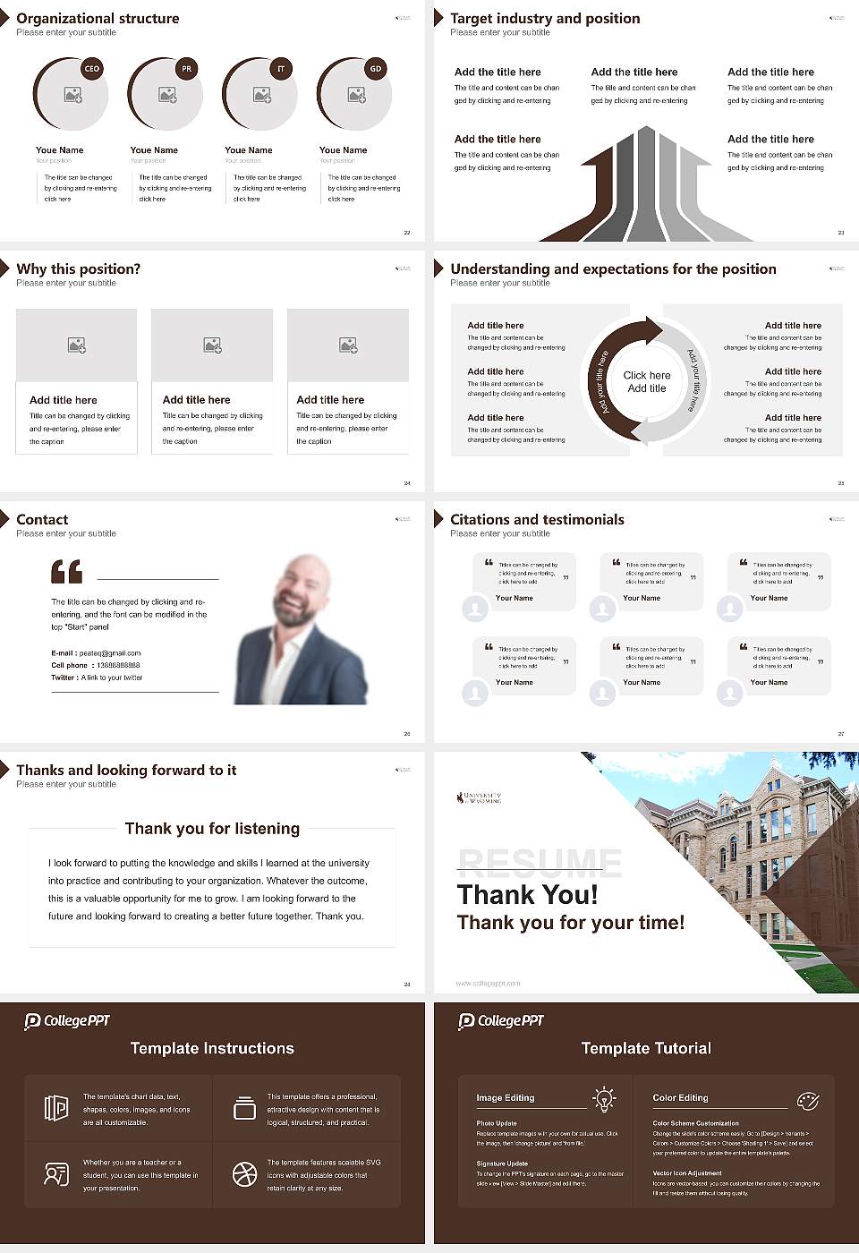 University of Wyoming Resume PPT Template16:9 ratio PPT effect preview image4