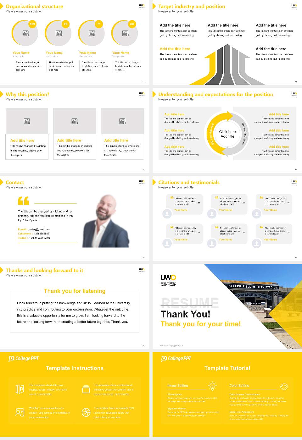 University of Wisconsin-Oshkosh Resume PPT Template16:9 ratio PPT effect preview image4