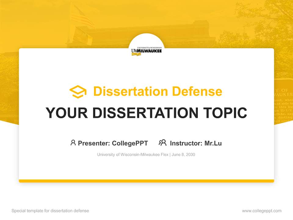 University of Wisconsin-Milwaukee Flex Graduation Thesis Defense PPT Template4:3 ratio PPT effect preview image7