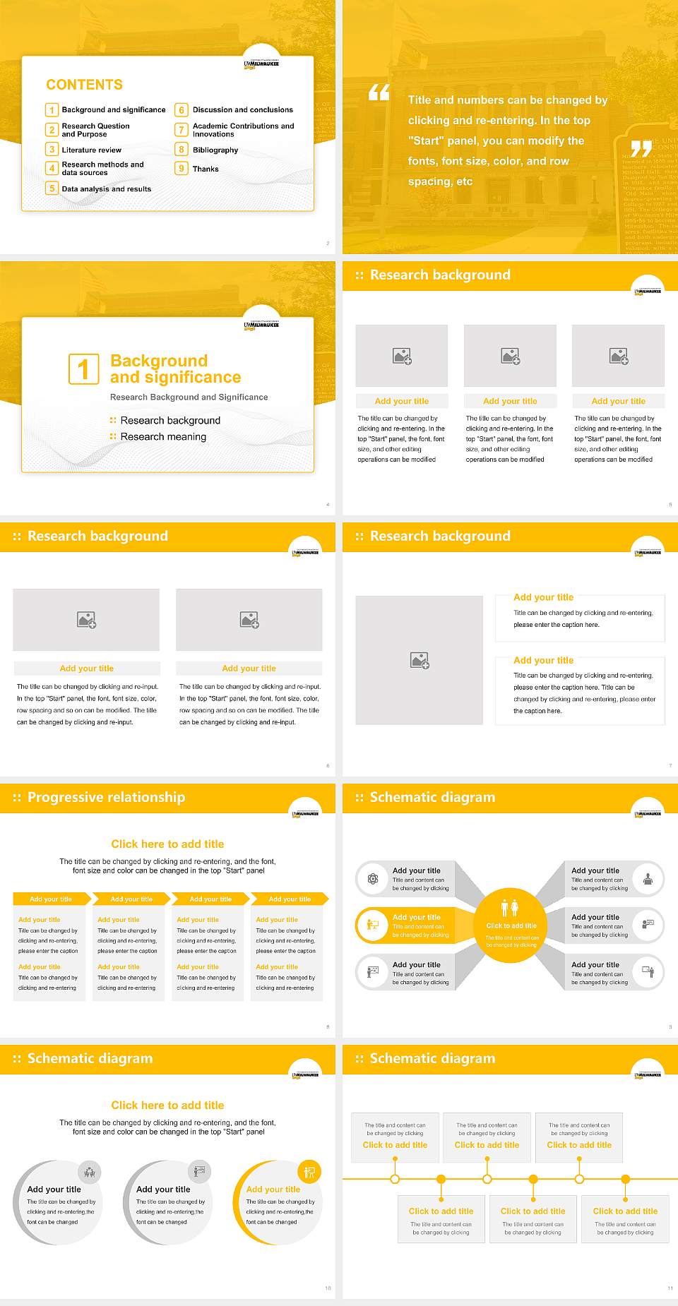 University of Wisconsin-Milwaukee Flex Graduation Thesis Defense PPT Template4:3 ratio PPT effect preview image2
