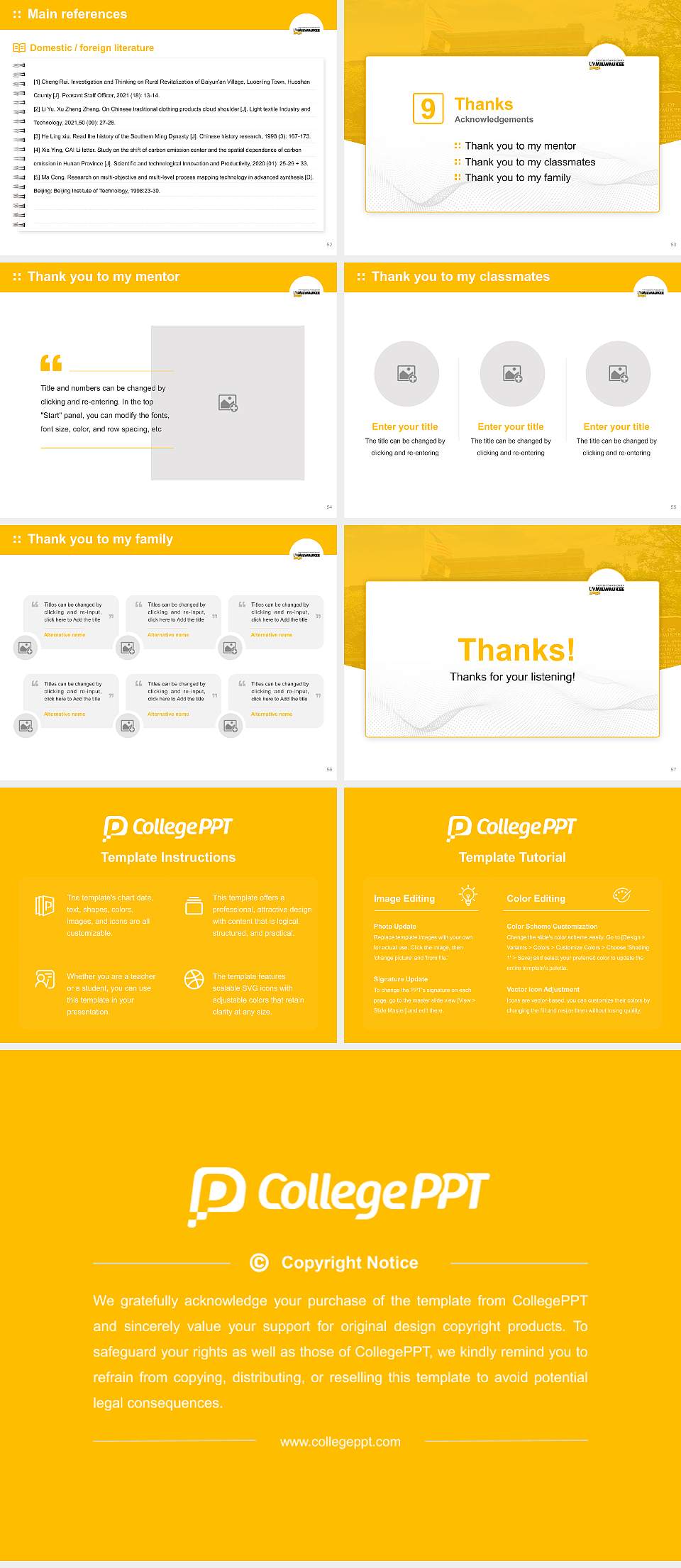 University of Wisconsin-Milwaukee Flex Graduation Thesis Defense PPT Template4:3 ratio PPT effect preview image7