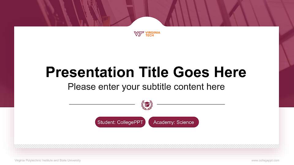 Virginia Polytechnic Institute and State University National Scholarship Defense PPT Template16:9 ratio PPT effect preview image