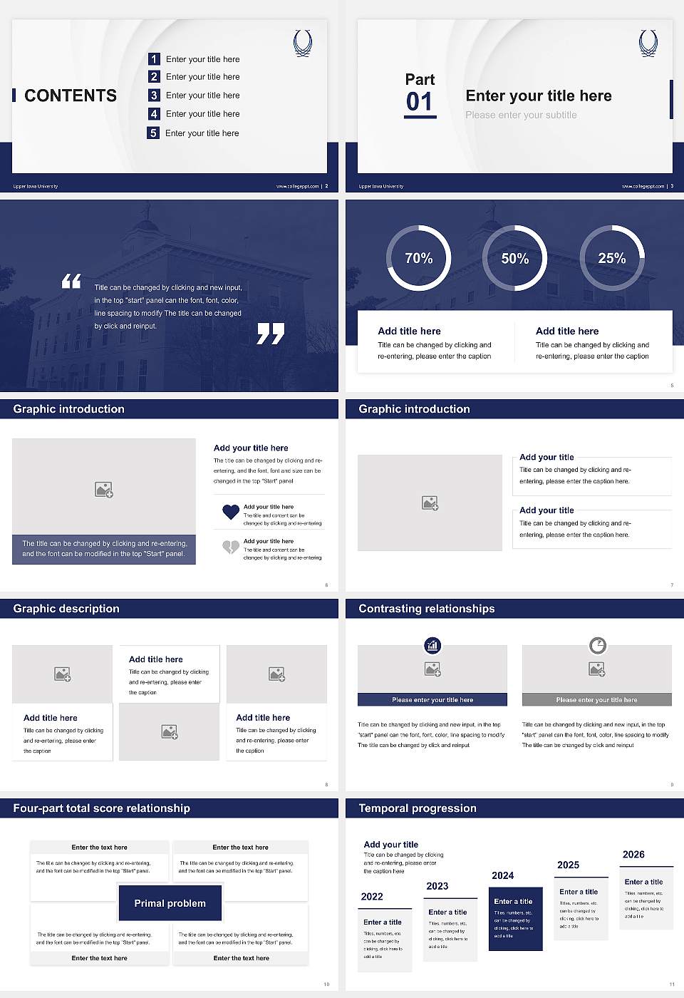 Upper Iowa University Thesis Proposal/Graduation Defense PPT Template16:9 ratio PPT effect preview image2